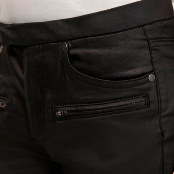 FCUK The ReboundSkinny Leather Look Moto Jeans Zip - Picture 3 of 8